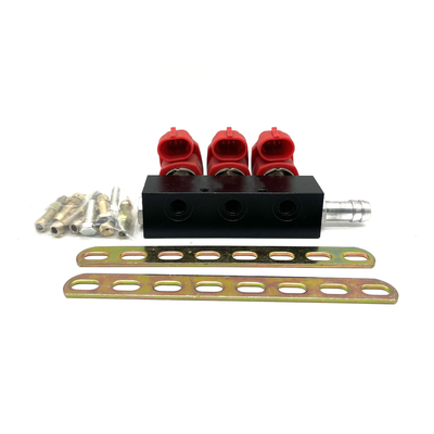 Red Gas เชื้อเพลิง LPG CNG Injector Rail ติดตั้งง่ายสำหรับเครื่องยนต์ 3 สูบ